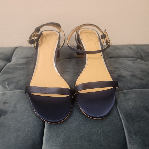 Jewel Badgley Mischka Women's Danni Ii Heeled Sandal, Navy Satin, 7 - Picture 2 of 5